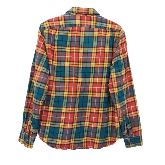 J Crew Flannel Shirt Mens Medium Orange Plaid Classic Double Brushed 100% Cotton - Picture 4 of 11